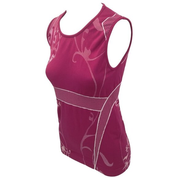 Athleta Seamless Pink Abstract Polka Dot Muscle Tank Top Size M Stretch - Picture 6 of 11